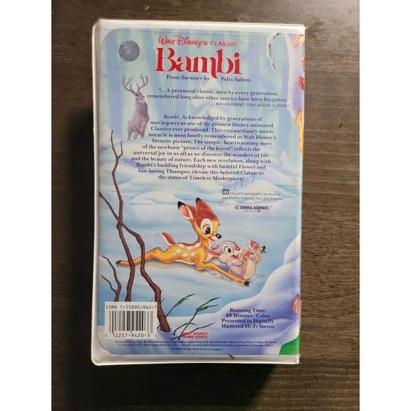 Vintage Bambi Black Diamond Edition VHS, Classic Disney Movie, Collectible - Picture 3 of 3